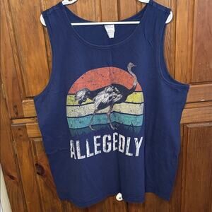 Port & Company Adult’s Navy Graphic Tank Top  Ostrich Design Allegedly Size 2XL